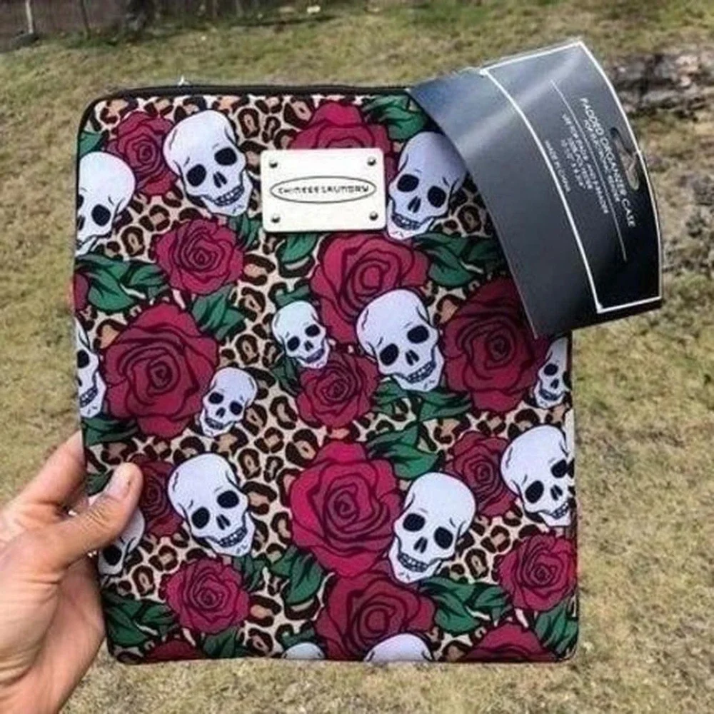 Chinese Laundry Padded iPad Sleeve Case Leopard Rose Skull Rockabilly NWT